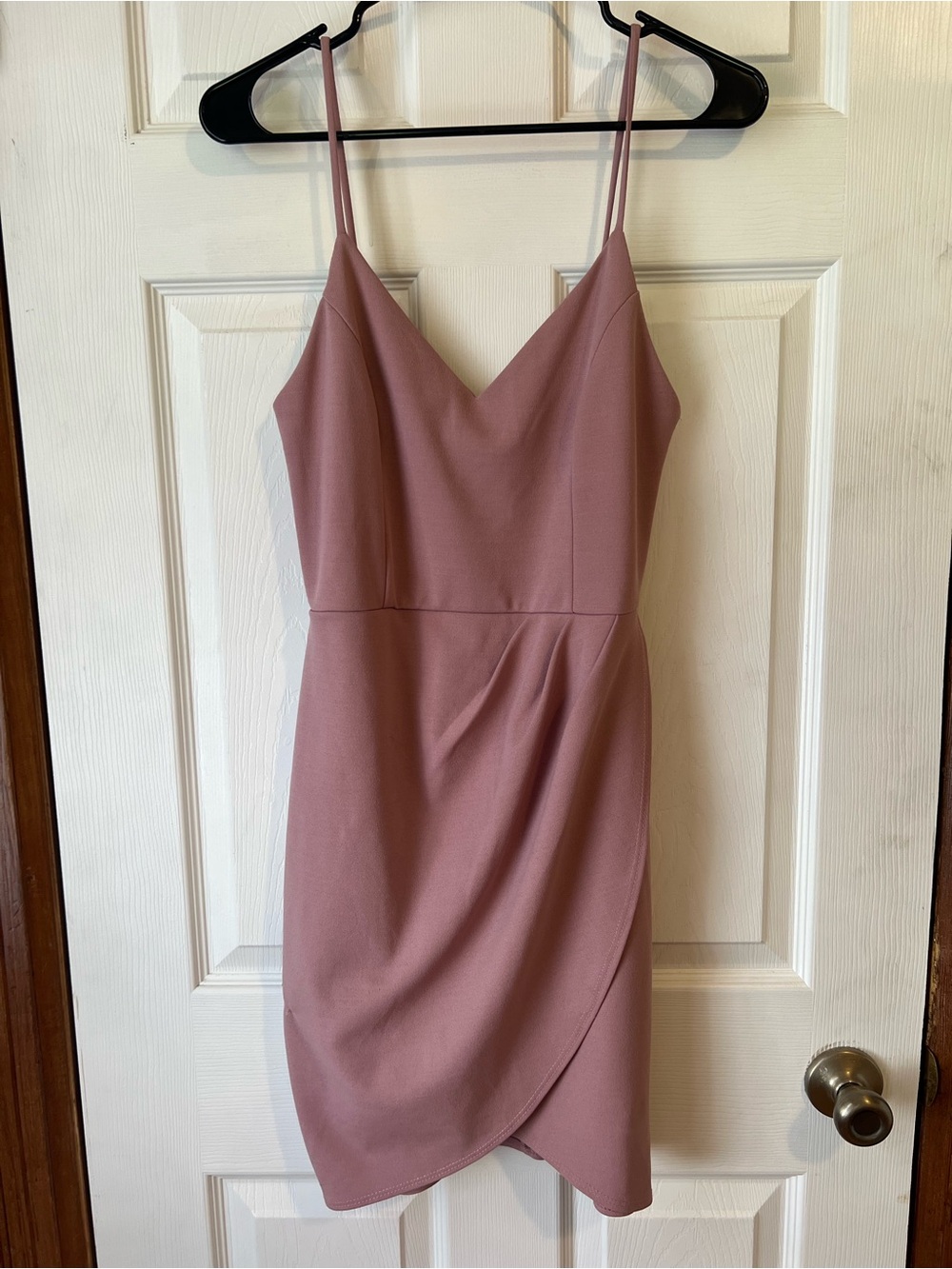 Lulu's Dusty Rose Spaghetti Strap V-Neck Mini Dress